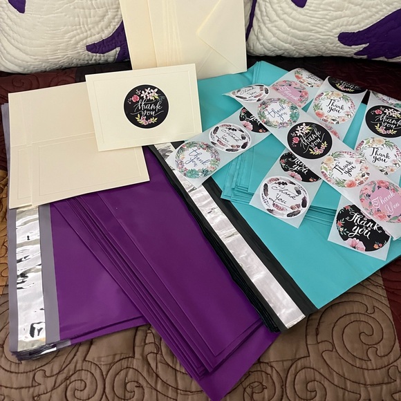 Hand carfted Other - 40 poly mailers/ 30 thank you sticker 2”/10 empty cards w/ envelope/ 80 pc total